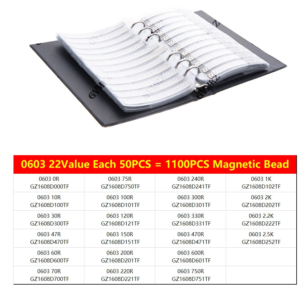 0402 0603 SMD Ferrite Bead Inductance Sample Book Magnetic Laminated Sheet Magnetic Beads Inductance Book Sample Kit 0805 1206