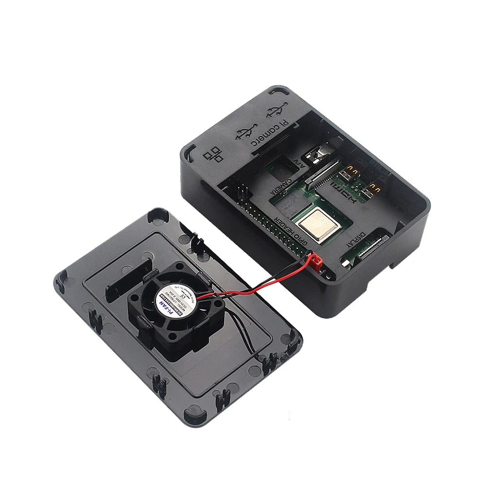 Raspberry Pi 4 Case Plastic Shell ABS Enclosure Box with Cooling Fan Heatsink Power Adapter Card HDMI Cable for RPI160