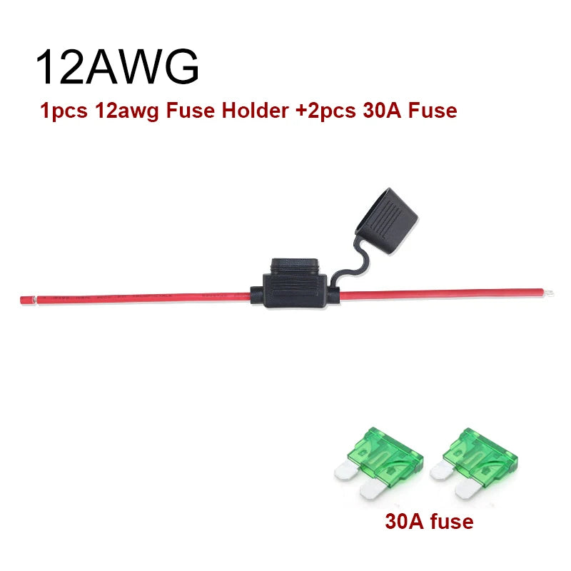 Waterproof Mini Small Medium Auto Fuse Holder 16/14/12/10AWG Car Blade Fuse wire cable 10A 20A 30A 50A fuse Power Socket