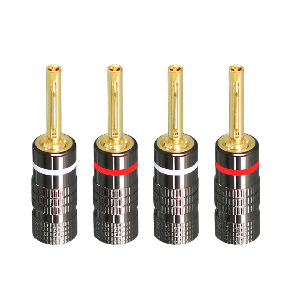 4PCS DIY Speaker Banana Plug Connectors 4MM Gold Plated Copper OFC GD Hifi Amp Speaker Adapter Terminal Connectors Banana Plugs