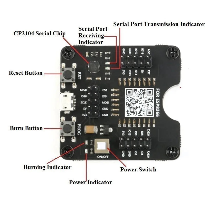 ESP8266 ESP-32 ESP32-WROVER Development Board Test Programmer Socket Downloader for ESP-01 ESP-12F ESP-07S ESP-12S ESP32
