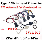 2Pin 4Pin 5Pin 6Pin USB-C Connector Type-C Waterproof PH 2.0 Nut Locking Panel Mounting TPC Waterproof Fast Charging Jack Por