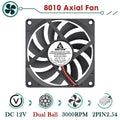 Gdstime 80mm Fan DC 5V 12V 24V 80x80x10MM Brushless Cooling Fan 8010 Double Ball Cooler 8CM Axial Fan for PC Case CPU Cooling