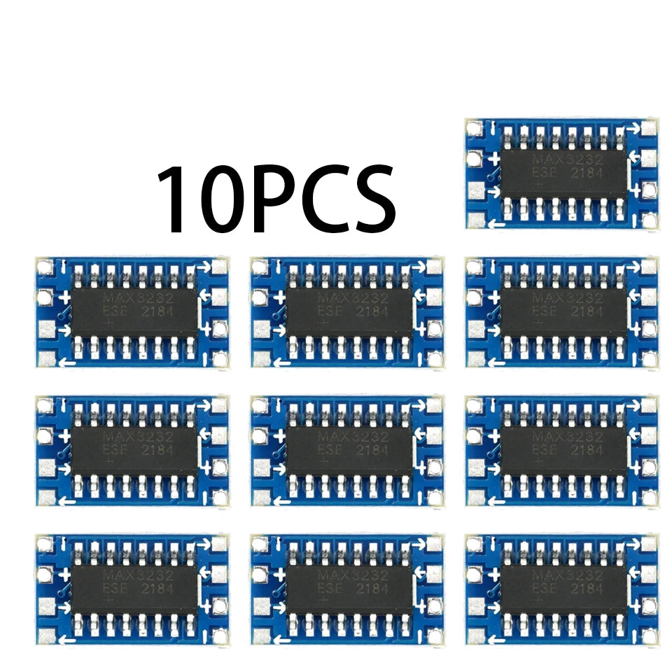 1-100PCS MAX3232 RS232 to TTL Converter Module – 3.3V/5V Compatible, Mini Serial Level Shifter for Arduino