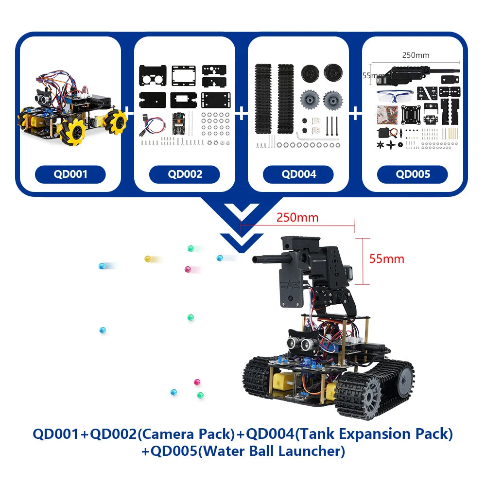 ACEBOTT Robot Toy Starter Kit for Arduino Project with ESP32 and Code Learning Develop Skill Full Version Smart Car Kit