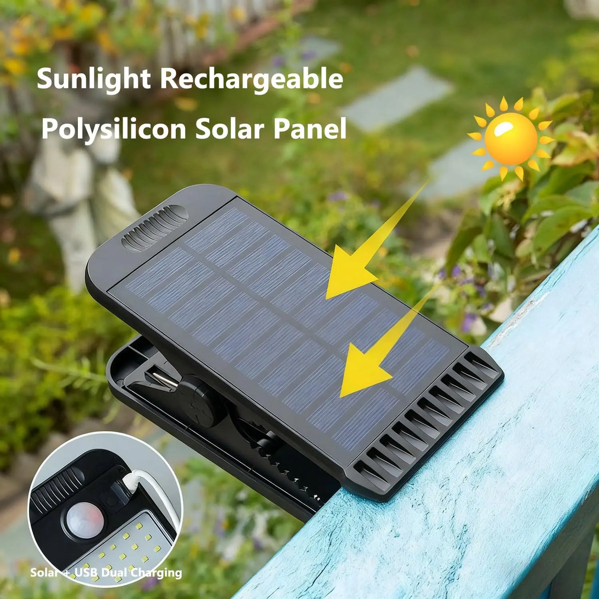 LED Solar Clip Light Portable Waterproof Body Sensor Solar Lamp Outdoor Courtyard Garden Lamp Patio Home Camping Wall Lights