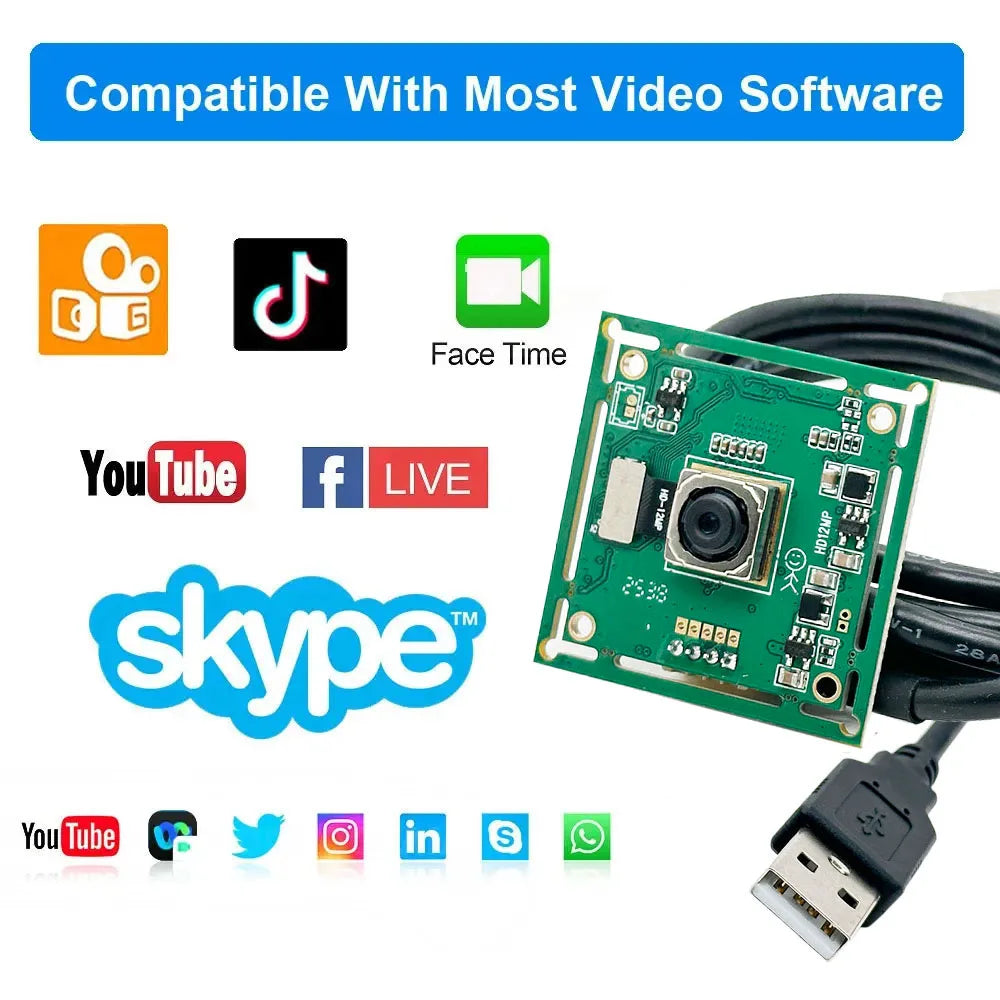HD Autofocus 12MP 4K 4000 x 3000 Mjpeg Mini USB2.0 Webcam Board CMOS IMX362 Sensor UVC OTG USB Webcam Module For Windows Android
