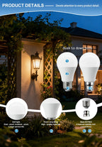 2Pack Led Sensor Control Bulb B22 E27  Bulb Light Dusk To Down AC100-240V 1000lm 10W 3000K-6000K for Underground Garage Corridor