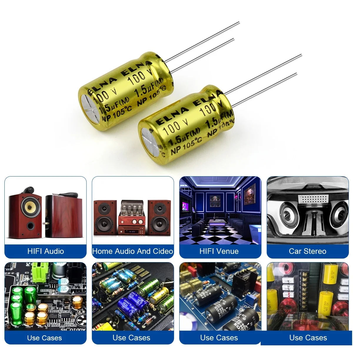 2Pcs Audio Capacitor MKP Frequency Divider Crossover HIFI Fever Electrolytic Capacitors 100V 1.5UF 2.2UF 3.3UF 4.7UF 6.8UF 10UF