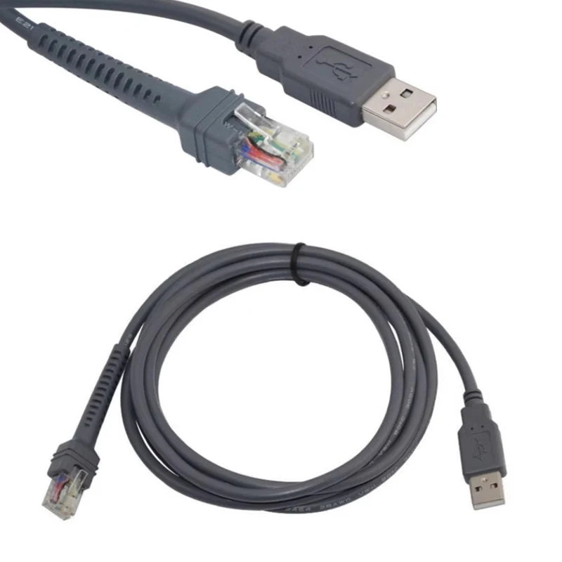 1PC 2M USB Cable For BarCode Scanner LS2208AP LS1203 LS4208 LS4278 LS9208i DS6707 DS6708 STB3578 USB to RJ48 RJ50 CBA-U01-S07ZAR