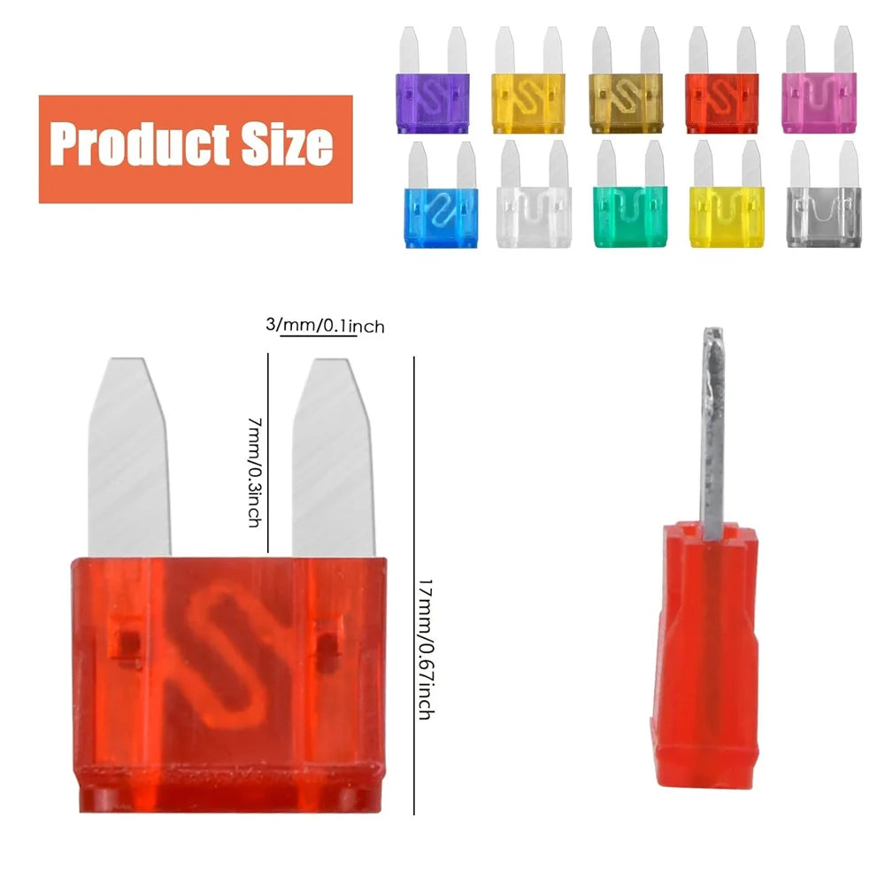 120 Pcs 2A 3A 5A 7.5A 10A 15A 20A 25A 30A 35A Mini Blade Fuse with Fuse Puller and Clear Storage Box for SUV Truck Boat