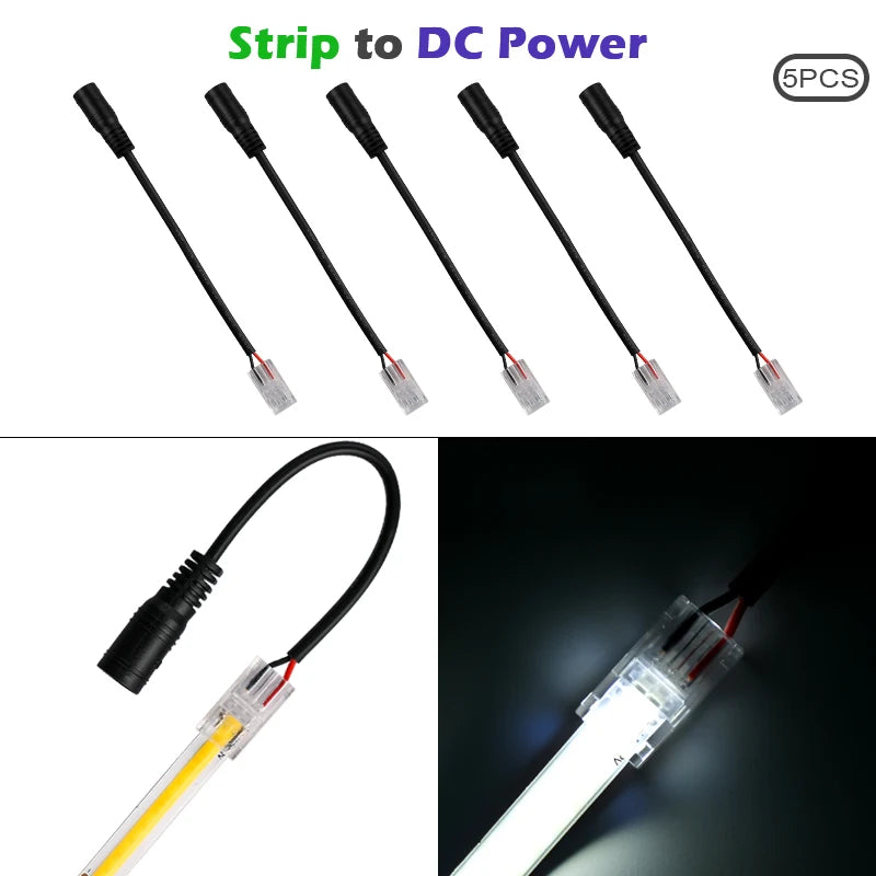 8mm 10mm 2pin COB LED Strip Connector Tape Lights L Shape LED Corner Connectors for SMD COB 5050 2835 Strip Light Fixed Clamps