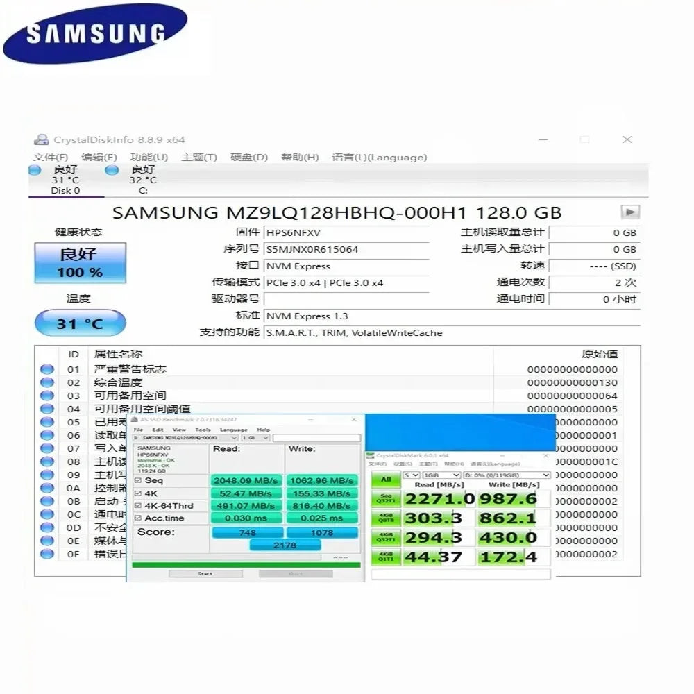 SAMSUNG SSD PM991 PM991a NVME M.2 2230 Internal Solid State Drive 128GB Internal Storage SSD 256GB 1.8inch Nvme SSD Disco Duro