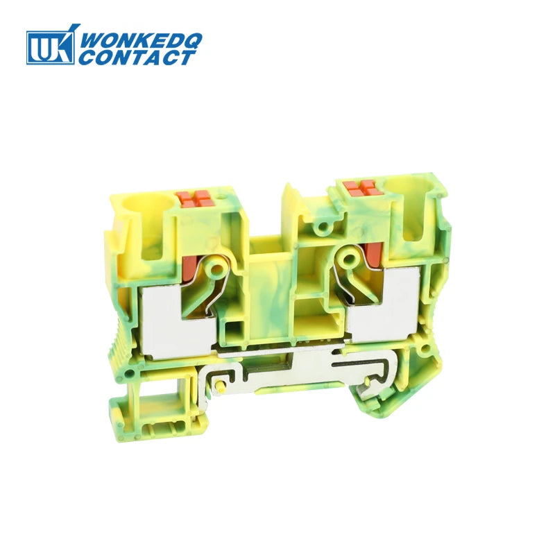 PT10-PE Push-in Ground Feed Through Din Rail Terminal Block 10mm² Protective Earth Plug Wire Electrical Connector PT 10-PE