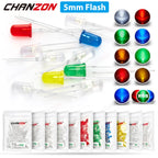 100pcs 5mm Flashing LED Light Emitting Diode Lamp Bulb RGB White Red Blue Green Yellow 3V Flickering Blinking Arduino Indicator
