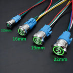 12mm 16mm 19mm 22mm Metal Switch Button Push With Wire Waterproof On Off Momentary/Latching Led Light Start Stop 5V 12V 24V 220V