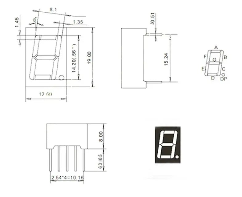 2pcs 0.56inch LED display 7 Segment 1 Bit/2 Bit/3 Bit/4 Bit Digit Tube Red Common Cathode / Anode Digital 0.56 inch led 7segment
