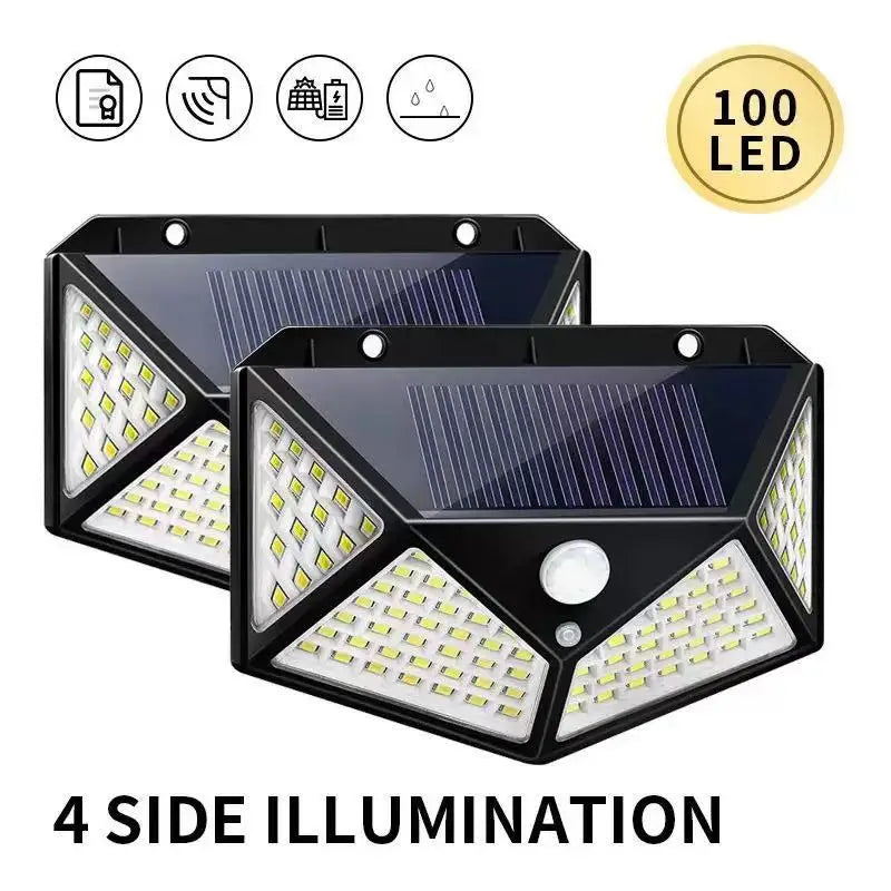 100 LED Wall Lights Outdoor Solar Lamp PIR Motion Sensor Solar Powered Sunlight Street Light for Garden Decoration