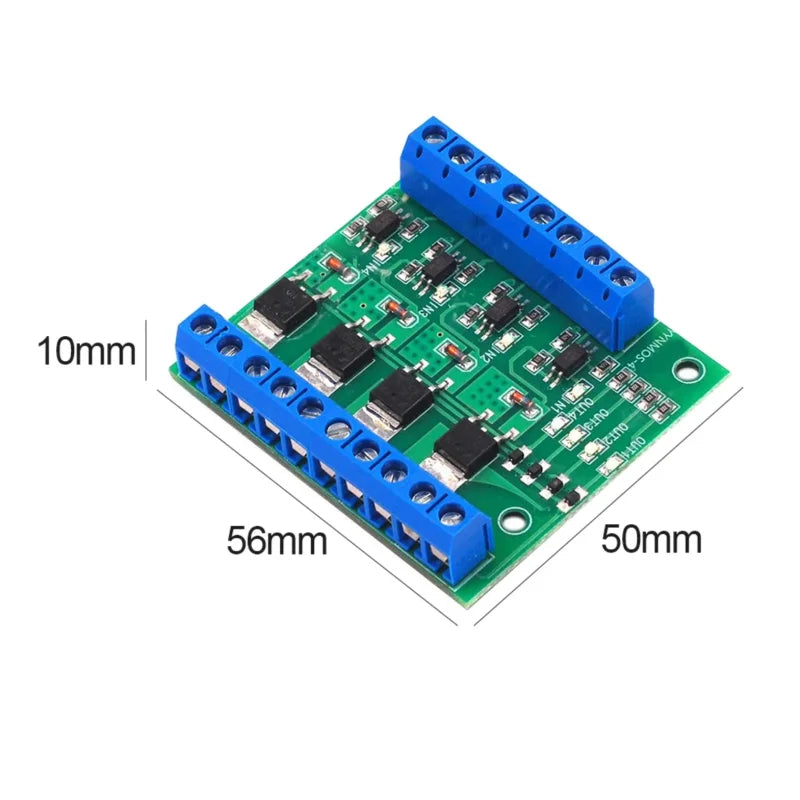 1PCS Four Channel MOSFET/FET Module Amplifier Circuit Board/Driver Module, 4-Channel Optocoupler Isolated DC 10A