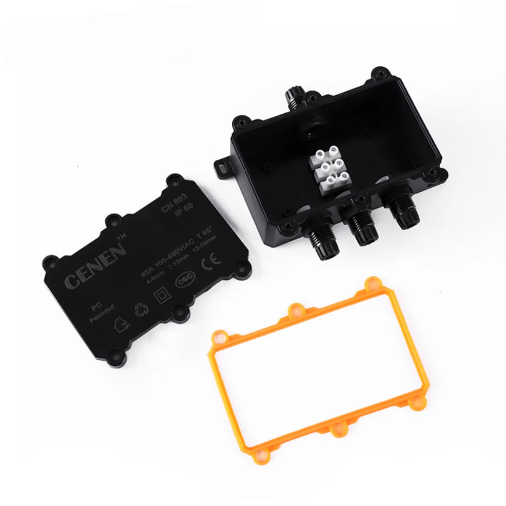 IP68 External Junction Box 4 Way Plug Line Coaxial Cable Connector Wire Range 3-12mm Outdoor External Electric Power Cord Case