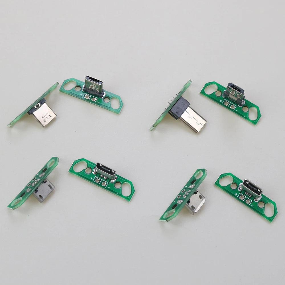 For Micro Data Charging Cable Jack Test Board with Pin Header 90 Degree Micro USB Female Male Connector