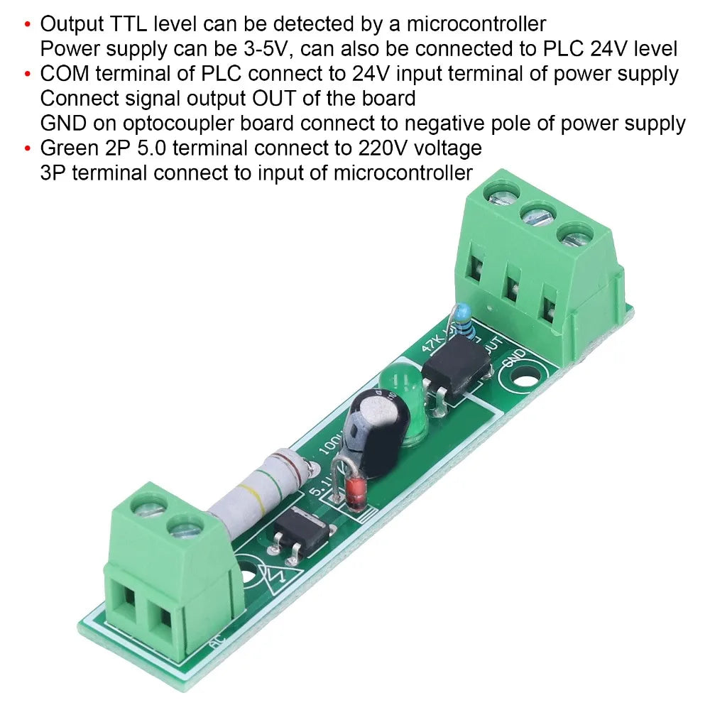 3PCS 1 Channel Opto Isolator Module AC 220V PLC Optocoupler Isolation Module 73*15mm 3‑5V Electronic Components