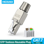 Hoolnx RJ45 Connector Toolless Free Tool CAT8 CAT7 CAT6A CAT6 Reusable Termination Plugs Shielded Ethernet Field Modular PLug