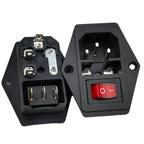 1set 10A AC 250V 3 Terminal Power Socket with Fuse Holder EC320 C14 Rocker Switch AC Power Cord Inlet Plug Socket
