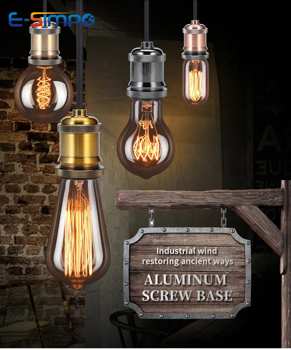 2pcs E27 E26 Edison Medium Screw Swivel Bases Vintage Retro Industrial Ceiling DIY Pendant Antique Hang LED Lamp Holder Socket