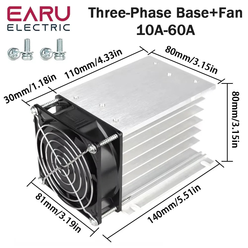 EARU 10A-200A New Single Phase Three Phase Solid State Relay Module Heat Sink SSR DA AA DD Aluminum Fins Radiator Din Rail Mount