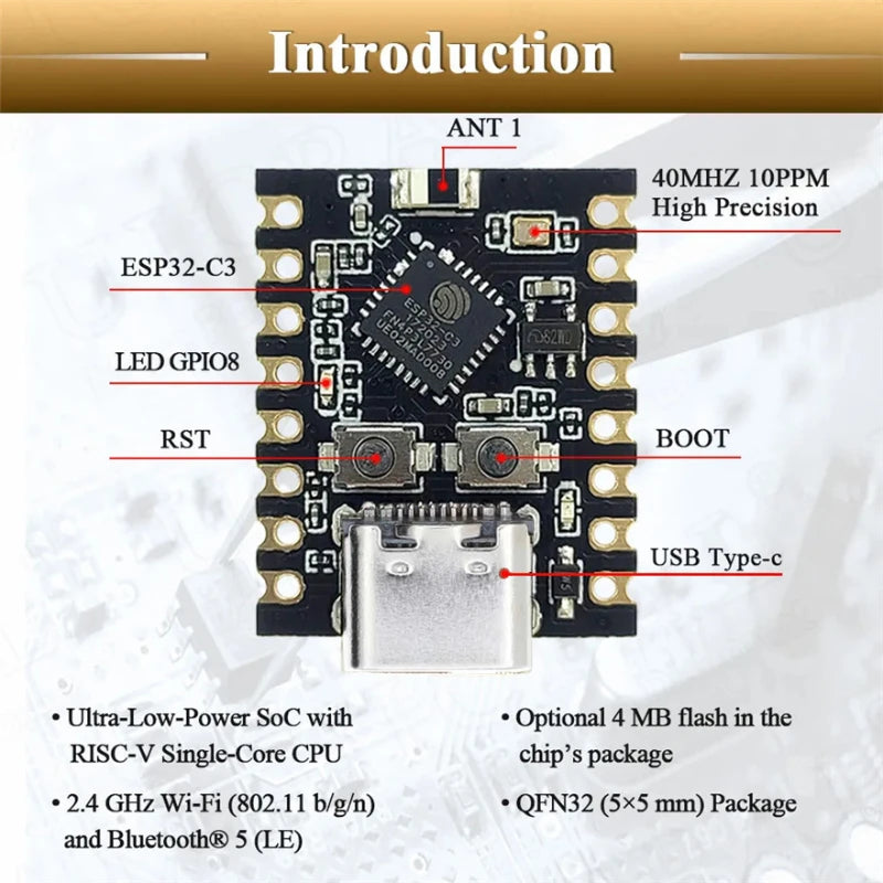 1-10PCS ESP32-C3 Development Board ESP32 SuperMini Development Board ESP32 Development Board WiFi Bluetooth For Arduino XCW