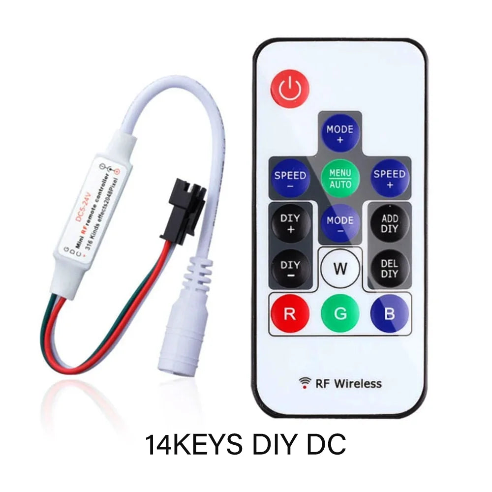 WS2811 WS2812B WS2813 WS2815 LED Pixels Strip Light Controller 3/4PIN USB/DC RF 14/17/21Keys LED Tape Remote Controller DC5-24V