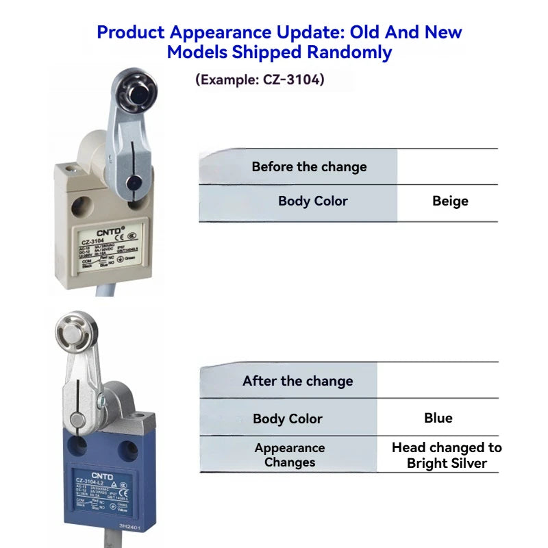 CNTD Micro Travel Limit Switch CZ‑3 Series CZ‑3101 CZ‑3104 CZ‑3108 CZ‑3112 IP67 Waterproof 5A 250V Position Control Switch