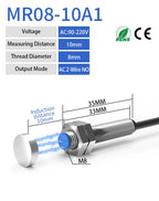 GTRIC Reed Switch Hall Effect Magnetic Proximity Sensor LG08A3 M8 Cylinder Series 5-200V AC DC Universal 2 Wires NO NC