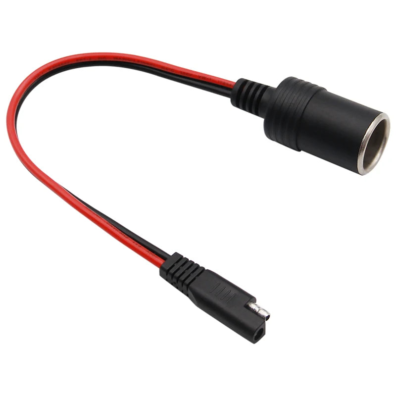 14AWG 30CM Extension Cable 12V 24V Female Cigarette Lighter Socket to Sae with Sae 2 Pin Quick Release Disconnect Connector Plug