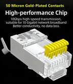10PCs Cat6A Cat7 through Shielded RJ45 Gold Plated  Connectors Fast Transmission Data Plug Crystal Head for Networking