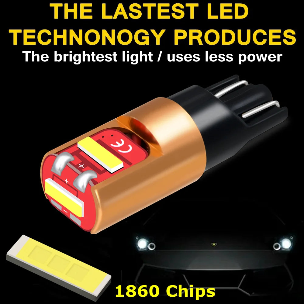 2Pcs T10 LED W5W Led Bulbs WY5W Super Bright CSP 1860 Chips 1000Lm Canbus Car Parking Lights Auto Dome Lamp White Red Yellow 12V