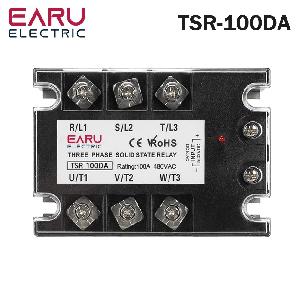 EARU Three Phase DC Control AC Solid State Relay Module SSR 10A 25A 40A 60A 80A 100A 150A 200A 5-32VDC to 24-480VAC Heat Sink