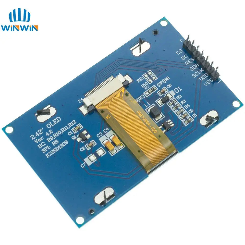 2.4" 2.42 inch 128x64 OLED LCD Display Module SSD1309 12864 7 Pin SPI/IIC I2C Serial Interface for Arduino UNO R3 C51