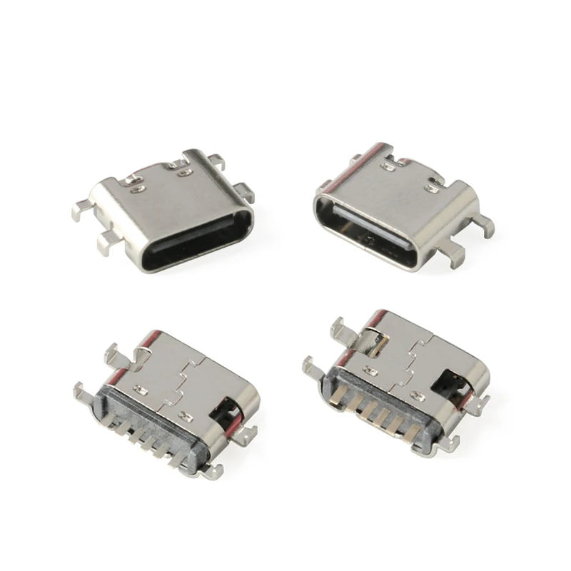 10Pcs USB Connector Type C Female Charging Port Jack 2/6/16 Pin Type-C Socket PCB Soldering SMD SMT DIY Repair Type C Adapter