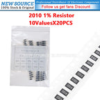 (200pcs) 2010 SMD Resistor 1% 1R00 R100 R620 R470 R330 R220 R820 Ohm Assorted Kit 10ValuesX20PCS