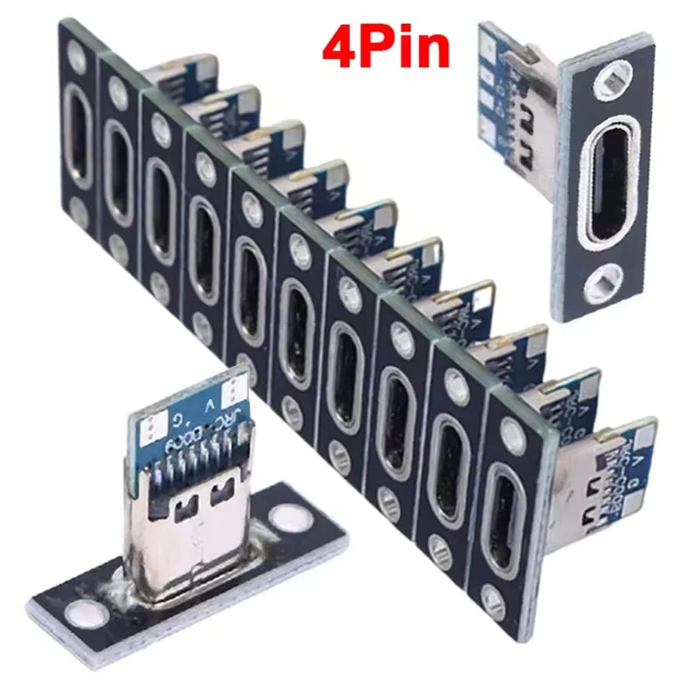 5/20Pcs USB Jack 3.1 Type-C 2Pin 4Pin Female Connector Jack Data Charging Port Small Electrical Charging Base with Fixing Plate