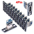 5/20Pcs USB Jack 3.1 Type-C 2Pin 4Pin Female Connector Jack Data Charging Port Small Electrical Charging Base with Fixing Plate