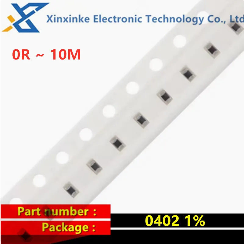 100PCS 0402 1% SMD Resistor 1/10W 0R ~ 10M 0 1 10 100 150 220 330 470 ohm 1R 10R 100R 150R 220R 330R 470R 1K 2.2K 10K 100K 1M