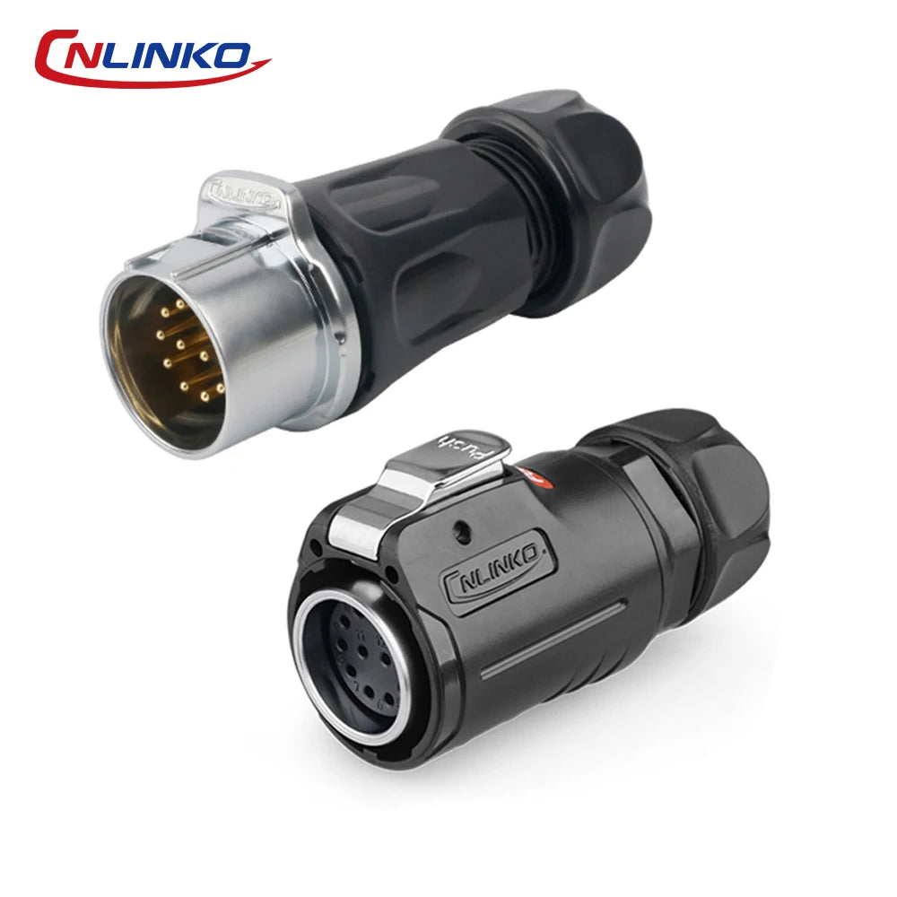 CNLINKO M24 PBT Waterproof Circular Solder Type Connector Female Plug+Male Mating Socket for Industrial Signal & Power Systems