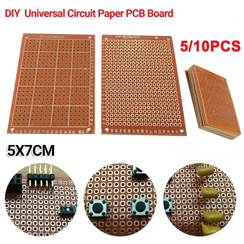 5/10PCS Universal PCB Breadboard 5*7CM Yellow Single Sided Printed Circuit Boards 1.2MM Thick DIY Prototype Copper PCB Board