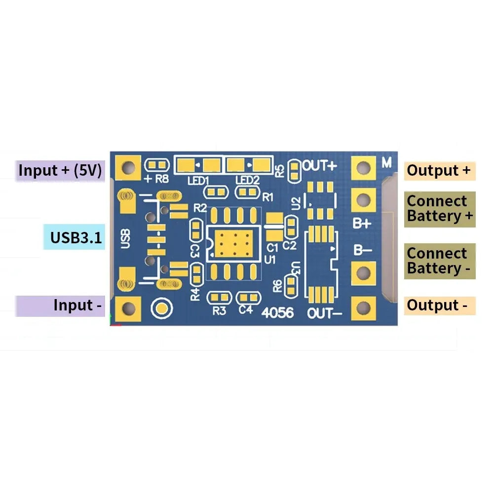 10PCS Micro/TYPE-C/MINI USB 5V 1A 18650 TP4056 Lithium Battery Charger Module Charging Board With Protection Dual Functions XCW