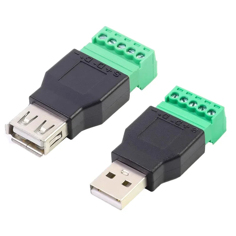 USB Male/Female 5 Pin Phone Keyboard Mouse Connector with Shield Screw Terminal Jack 2.0 Type A Plug