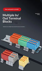 Push-in Terminal Block Multiple In Out Terminal Quick Connection of Wires Din Rail Wire Connector Universal Junction Box TB1-X6D