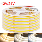 12V 24V Waterproof COB LED Strip Light 3000K 4000K 6000K IP67 Flexible Led Tape 480LEDs/m 5m 10m 20m 0.5m 1m 2m Linear Lighting
